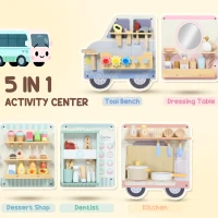 Qaba Wall Busy Board, 5 Activities Sensory Wall Toy for Playroom Nursery Classroom, for Kids 3+ Years(m-4)