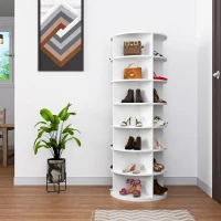7-Tier Rotating Shoe Rack Tower with Sturdy Construction, 360-Degree Shoe Display with 28-Pair Capacity, 23.5" L x 23.5" W x 63.5" H, White(m-4)