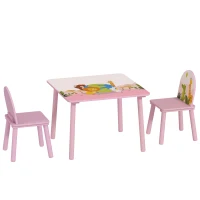 Qaba Kids Table and Chair Set, Toddler Table and 2 Chairs Set for Art, Craft, Reading, Learning, Pink(m-2)