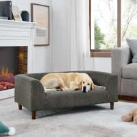 Modern Pet Sofa with Backrest and Armrests, Plush Foam Cushion, Low-Profile Dog Couch for Living Room, 40" L x 22.5" W x 14.5" H, Dark Gray(m-1)