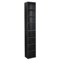 8-Tier Slim Media Tower Rack with Adjustable Shelves, Anti-Tip Hardware, Tall Narrow Bookcase for Compact Room, 11.5" L x 9.5" W x 71" H, Black(m-10)