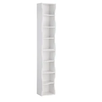 8-Tier Adjustable Slim Bookcase with Wavy Edge Design, Anti-Tip Hardware, Detachable Cabinets for Home Storage, 11.5" L x 9.5" W x 71" H, White(m-9)