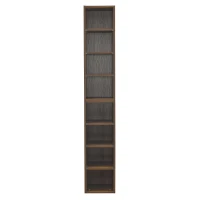 8-Tier Slim Media Tower Rack with Adjustable Shelves, Anti-Tip Hardware, Tall Narrow Bookcase for Compact Room, 11.5" L x 9.5" W x 71" H, Walnut(m-2)