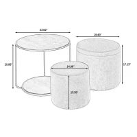 Ottoman Convertible Multi-Function Ottoman Table with Hidden Storage, Coffee Table Set for Living Room, 23.5" L x 23.5" W x 20" H, Dark yellow(m-3)