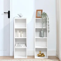 8-Tier Slim Media Tower Rack with Adjustable Shelves, Anti-Tip Hardware, Tall Narrow Bookcase for Compact Room, 11.5" L x 9.5" W x 71" H, White(m-5)