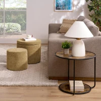 Ottoman Convertible Multi-Function Ottoman Table with Hidden Storage, Coffee Table Set for Living Room, 23.5" L x 23.5" W x 20" H, Dark yellow(m-1)