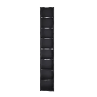 8-Tier Adjustable Slim Bookcase with Wavy Edge Design, Anti-Tip Hardware, Detachable Cabinets for Home Storage, 11.5" L x 9.5" W x 71" H, Black(m-2)