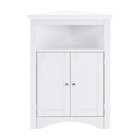 Bathroom Corner Storage Cabinet with Doors and Adjustable Shelves, Free-Standing Sideboard for Compact Room, 24" L x 12" W x 32.5" H, White