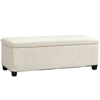 HOMCOM 44 Inches Ottoman with Storage, Lid, Legs, Corduroy End of Bed Bench for Living Room, Bedroom, Entryway, Beige(m-11)
