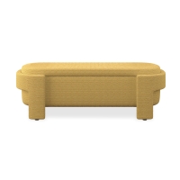 Linen Upholstered Storage Bench with High-Density Foam Cushion, Hidden Storage Ottoman with Turned Legs, 51.5" L x 20.5" W x 17" H, Yellow