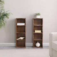8-Tier Adjustable Slim Bookshelf with Adjustable Shelves, Anti-Tip Hardware, Detachable Cabinets for Living Room, 11.5" L x 9.5" W x 71" H, Walnut(m-5)