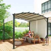 Outsunny 11' x 11' Outdoor Retractable Pergola Canopy for Backyard, Beige(m-10)