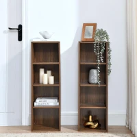 8-Tier Slim Media Tower Rack with Adjustable Shelves, Anti-Tip Hardware, Tall Narrow Bookcase for Compact Room, 11.5" L x 9.5" W x 71" H, Walnut(m-5)