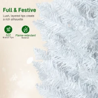 HOMCOM 7.5ft Christmas Tree with Colourful DIY Synchronized LEDs, Hinged Pencil Xmas Tree with Remote, Daily Timer, White(m-7)