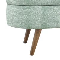 Oval Storage Ottoman Bench with Foam Cushion and Sturdy Rubberwood Legs, Multi-Use Footstool for Bedroom, 43.5" L x 16" W x 16" H, Cyan(m-6)