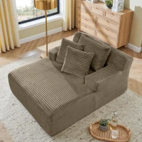 Modern Single Lazy Sofa Lounge Chair with High-Density Foam Fill, Sleeper Sofa Ideal for Living Room, 50" L x 65" W x 27.5" H, Brown(m-1)