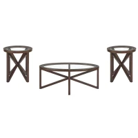 Modern Glass Coffee Table with Solid Wood Tripod Base, Anti-Scratch Curved Edges, Oval Desk for Living Room, 46.5" L x 28.5" W x 18" H, Cherry(m-8)