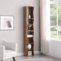 8-Tier Adjustable Slim Bookshelf with Adjustable Shelves, Anti-Tip Hardware, Detachable Cabinets for Living Room, 11.5" L x 9.5" W x 71" H, Walnut(m-4)