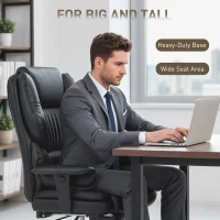 HOMCOM Big and Tall Office Chair, 400 lbs Overstuffed Desk Chair with Spring Cushion, Shaped Foam, PU Leather(m-6)