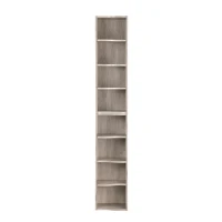 8-Tier Adjustable Slim Bookshelf with Adjustable Shelves, Anti-Tip Hardware, Detachable Cabinets for Living Room, 11.5" L x 9.5" W x 71" H, Gray(m-2)