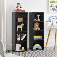 8-Tier Slim Media Tower Rack with Adjustable Shelves, Anti-Tip Hardware, Tall Narrow Bookcase for Compact Room, 11.5" L x 9.5" W x 71" H, Black(m-4)