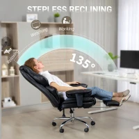 HOMCOM Big and Tall Office Chair, 400 lbs Overstuffed Desk Chair with Spring Cushion, Shaped Foam, PU Leather(m-7)