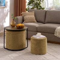 Ottoman Convertible Multi-Function Ottoman Table with Hidden Storage, Coffee Table Set for Living Room, 23.5" L x 23.5" W x 20" H, Dark yellow(m-4)