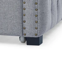Upholstered Tufted Daybed with Button-Tufted Square Arms, Multi-Functional Sofa Bed with Pull-Out Twin Trundle, 85" L x 57" W x 31.5" H, Grey(m-7)
