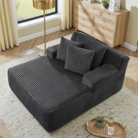 Modern Single Lazy Sofa Lounge Chair with High-Density Foam Fill, Sleeper Sofa Ideal for Living Room, 50" L x 65" W x 27.5" H, Dark Gray(m-4)