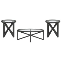 Modern Glass Coffee Table with Solid Wood Tripod Base, Anti-Scratch Curved Edges, Oval Desk for Living Room, 46.5" L x 28.5" W x 18" H, Black(m-10)