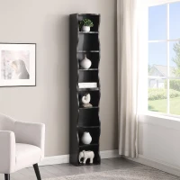 8-Tier Adjustable Slim Bookcase with Wavy Edge Design, Anti-Tip Hardware, Detachable Cabinets for Home Storage, 11.5" L x 9.5" W x 71" H, Black(m-4)