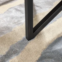 Modern Glass Coffee Table with Solid Wood Tripod Base, Anti-Scratch Curved Edges, Oval Desk for Living Room, 46.5" L x 28.5" W x 18" H, Black(m-7)