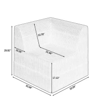Compressed Corner Sectional Sofa with Foam-Filled Seats, Sleeper Sofa Ideal for Living Room, Bedroom, 32" L x 32" W x 30" H, White(m-3)