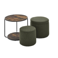 Ottoman Convertible Multi-Function Ottoman Table with Hidden Storage, Coffee Table Set for Living Room, 23.5" L x 23.5" W x 20" H, Dark Green