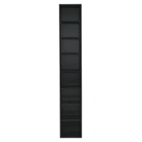 8-Tier Slim Media Tower Rack with Adjustable Shelves, Anti-Tip Hardware, Tall Narrow Bookcase for Compact Room, 11.5" L x 9.5" W x 71" H, Black(m-2)