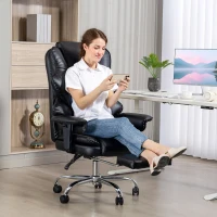 HOMCOM Big and Tall Office Chair, 400 lbs Overstuffed Desk Chair with Spring Cushion, Shaped Foam, PU Leather(m-10)