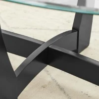 48" Oval Tempered Glass Coffee Table with Tempered Glass Top, Easy-Clean Surface, Center Table for Living Room, 48" L x 30" W x 18" H, Black(m-6)