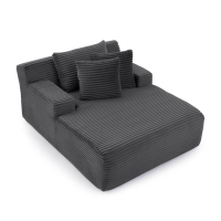 Modern Single Lazy Sofa Lounge Chair with High-Density Foam Fill, Sleeper Sofa Ideal for Living Room, 50" L x 65" W x 27.5" H, Dark Gray
