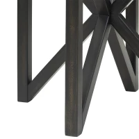 Modern Round Glass Coffee Table with Tempered Glass Top, Solid Poplar Wood Tripod Base, Desk for Living Room, 22" L x 22" W x 22" H, Black(m-8)