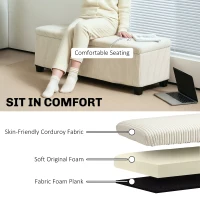 HOMCOM 44 Inches Ottoman with Storage, Lid, Legs, Corduroy End of Bed Bench for Living Room, Bedroom, Entryway, Beige(m-5)
