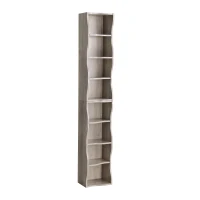 8-Tier Adjustable Slim Bookshelf with Adjustable Shelves, Anti-Tip Hardware, Detachable Cabinets for Living Room, 11.5" L x 9.5" W x 71" H, Gray(m-9)
