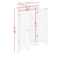 Bathroom Corner Storage Cabinet with Doors, Adjustable Shelves, Free-Standing Sideboard for Compact Room, 24.5" L x 12" W x 32.5" H, Black(m-3)