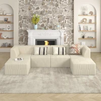 Compressed Corner Sectional Sofa with Foam-Filled Seats, Sleeper Sofa Ideal for Living Room, Bedroom, 32" L x 32" W x 30" H, White(m-1)