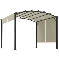 Outsunny 11' x 11' Outdoor Retractable Pergola Canopy for Backyard, Beige(m-11)