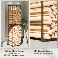 Outsunny Firewood Rack Outdoor, Heavy Duty Log Holder with Adjustable Shelf for Fireplace, Indoor Outdoor Fire Wood Storage Rack(m-6)