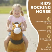 Qaba Ride on Horse, Plush Riding Pony for Ages 3-5, Walking Horse Animal with Wheels for Active Play, Dark Brown(m-4)