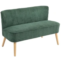 HOMCOM Modern 2 Seater Sofa, Upholstered Two Seater Couch with Rubber Wood Legs, Green(m-2)