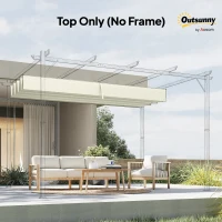 Outsunny 8' x 9.4' Retractable Pergola Canopy Replacement, Fit 7' x 10' Frame, UV30+ Pergola Cover Top Only, Cream(m-10)