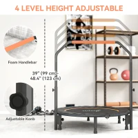 Soozier 45" Foldable Mini Fitness Trampoline, with Adjustable Foam Handle, Orange(m-4)