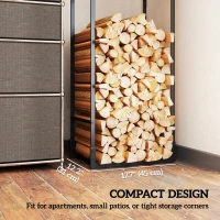 Outsunny Firewood Rack Outdoor, Heavy Duty Log Holder with Adjustable Shelf for Fireplace, Indoor Outdoor Fire Wood Storage Rack(m-5)